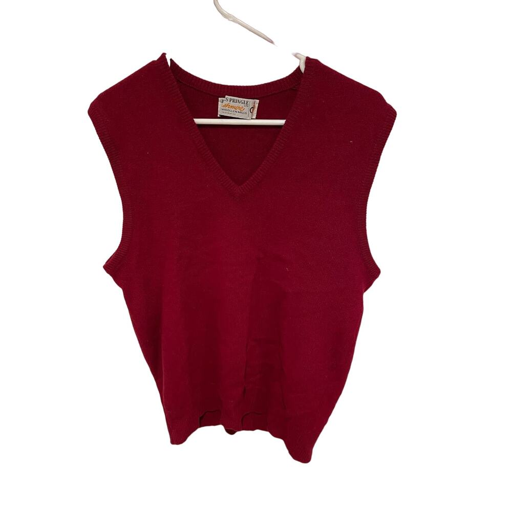 Vintage James Pringle cashmere holm woollen mills Inverness red vest size S/M